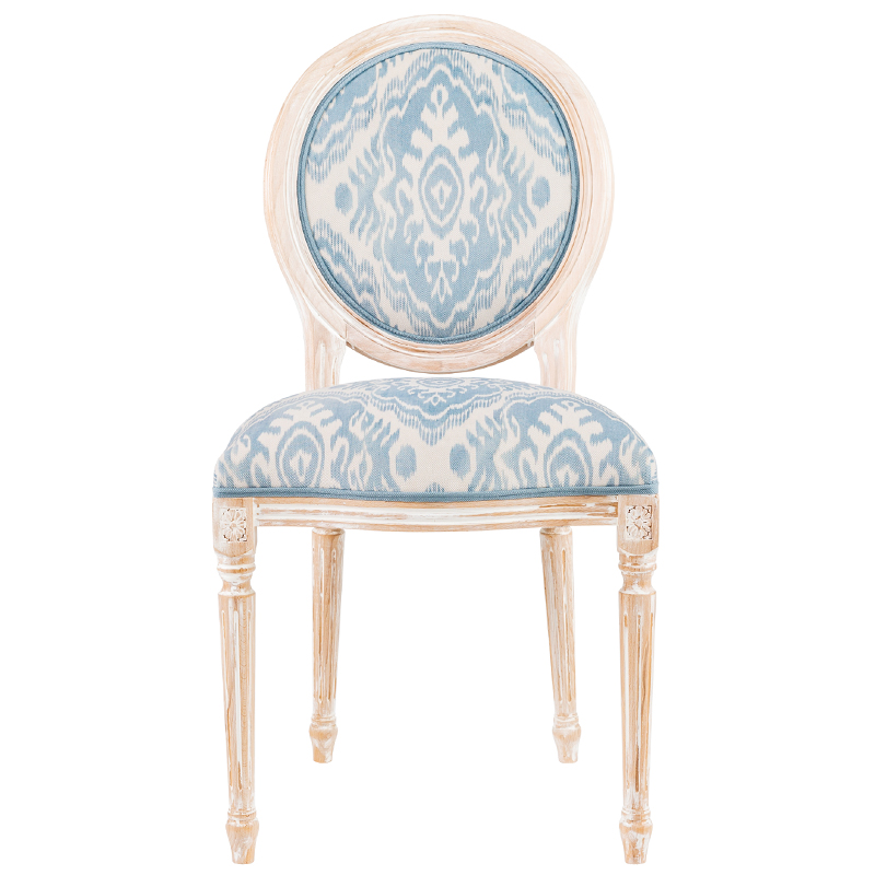 Мягкий стул со светло-голубым узором Ikat Pattern 2 Бежевый Голубой Мягкий стул со светло-голубым узором Ikat Pattern 2 Бежевый Голубой в Грозном | Loft Concept