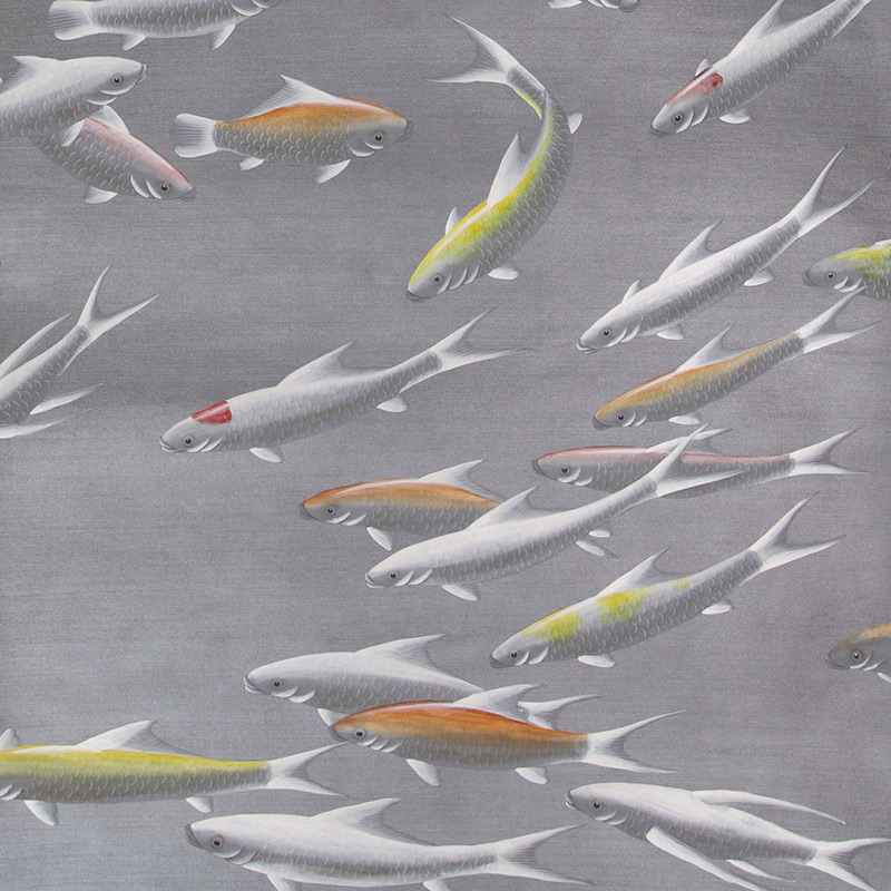 Обои ручная роспись Fishes Koi on Flash metallic Xuan paper  в Грозном | Loft Concept 