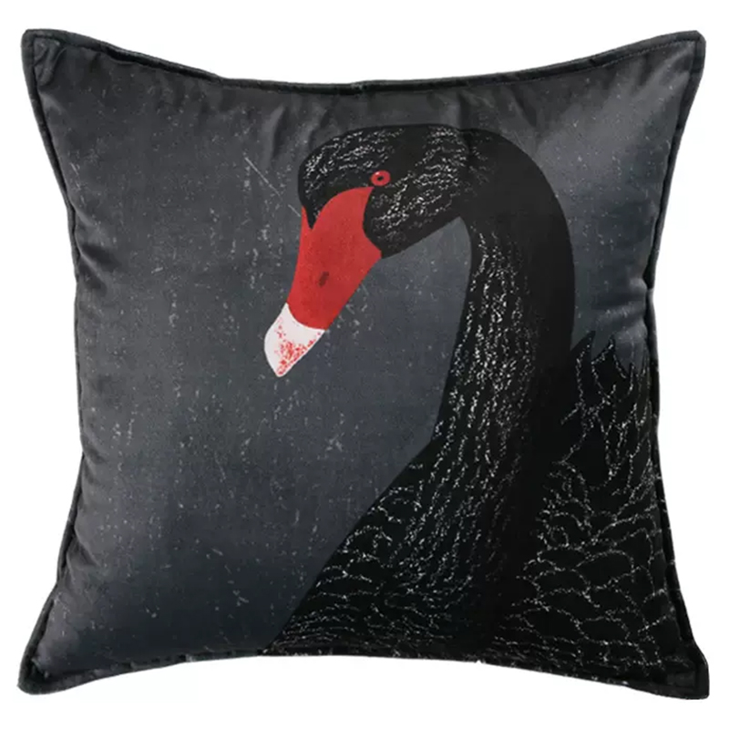 Декоративная подушка Black Swan II Cushion Черная Черный Серый Красный Декоративная подушка Black Swan II Cushion Черная Черный Серый Красный в Грозном | Loft Concept