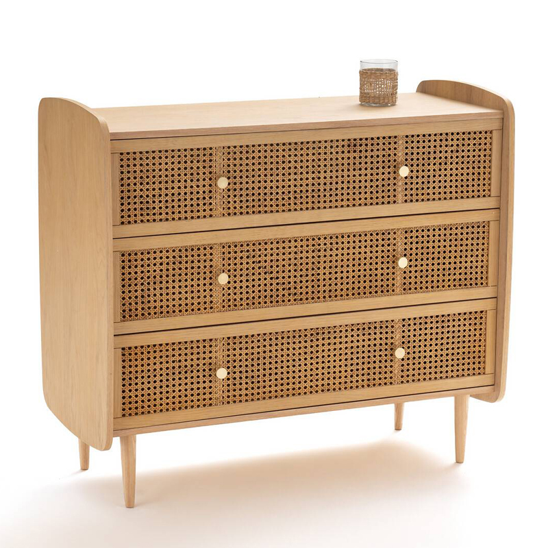 Комод с 3-мя ящиками из плетеного ротанга Aelius Rattan Wicker Chest of drawers Светлый дуб Комод с 3-мя ящиками из плетеного ротанга Aelius Rattan Wicker Chest of drawers Светлый дуб в Грозном | Loft Concept