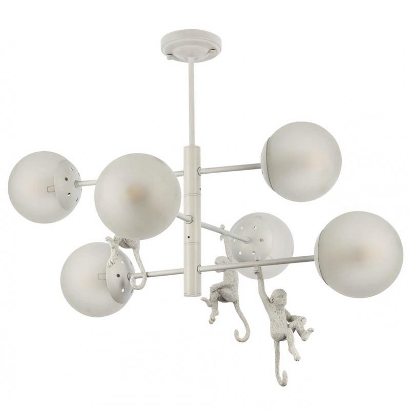 Люстра Hanging Monkey 6 lamp Белый Люстра Hanging Monkey 6 lamp Белый в Грозном | Loft Concept