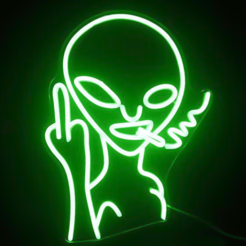Неоновая настенная лампа Alien Neon Wall Lamp Зеленый Белый Неоновая настенная лампа Alien Neon Wall Lamp Зеленый Белый в Грозном | Loft Concept