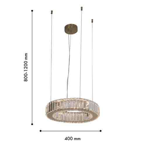 Люстра подвесная круглая светодиодная из хрусталя золотого цвета Ring Horizontal в Грозном