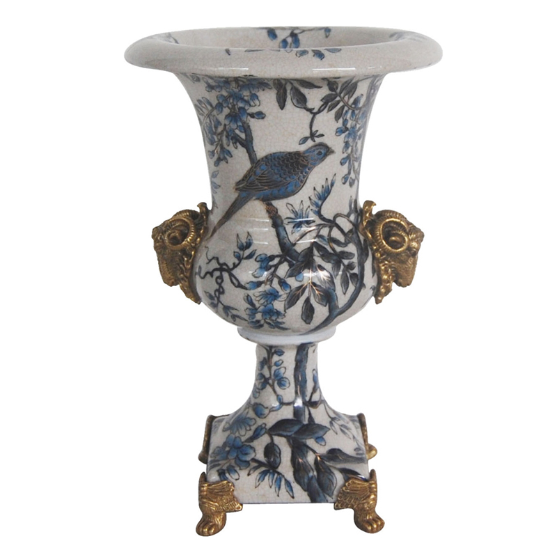Ваза Bronze Aries Vase Синий Белый Бронза Ваза Bronze Aries Vase Синий Белый Бронза в Грозном | Loft Concept