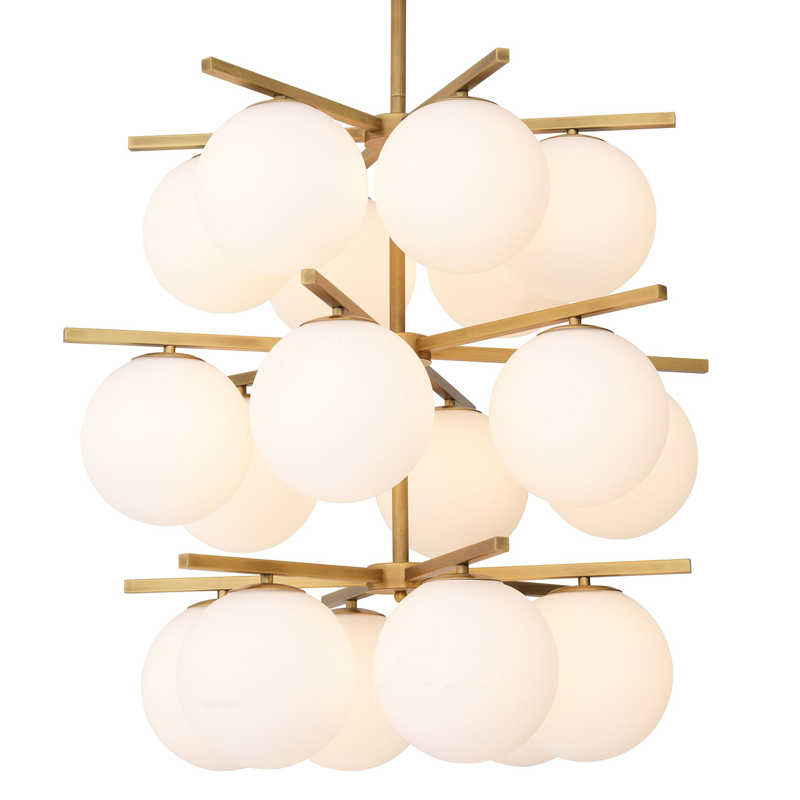 Люстра Eichholtz Chandelier Noa Латунь Античная полированная Белое матовое стекло Люстра Eichholtz Chandelier Noa Латунь Античная полированная Белое матовое стекло в Грозном | Loft Concept