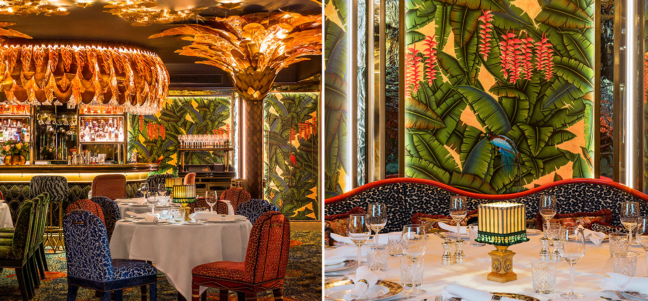 Обои ручная роспись Palms Gaugin on Deep Rich Gold gilded paper with pearlescent antiquing - фото