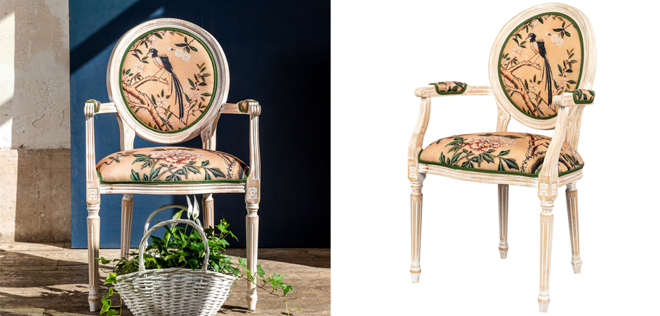 Стул с подлокотниками Beige and Green Chinoiserie Chair Стул с подлокотниками Beige and Green Chinoiserie Chair - Loft-Concept в Грозном