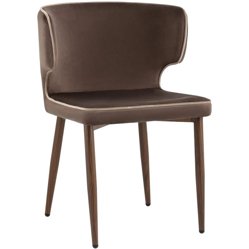 Стул Mateo Chair Коричневый Велюр с Белым Кантом Коричневый Стул Mateo Chair Коричневый Велюр с Белым Кантом Коричневый в Грозном | Loft Concept