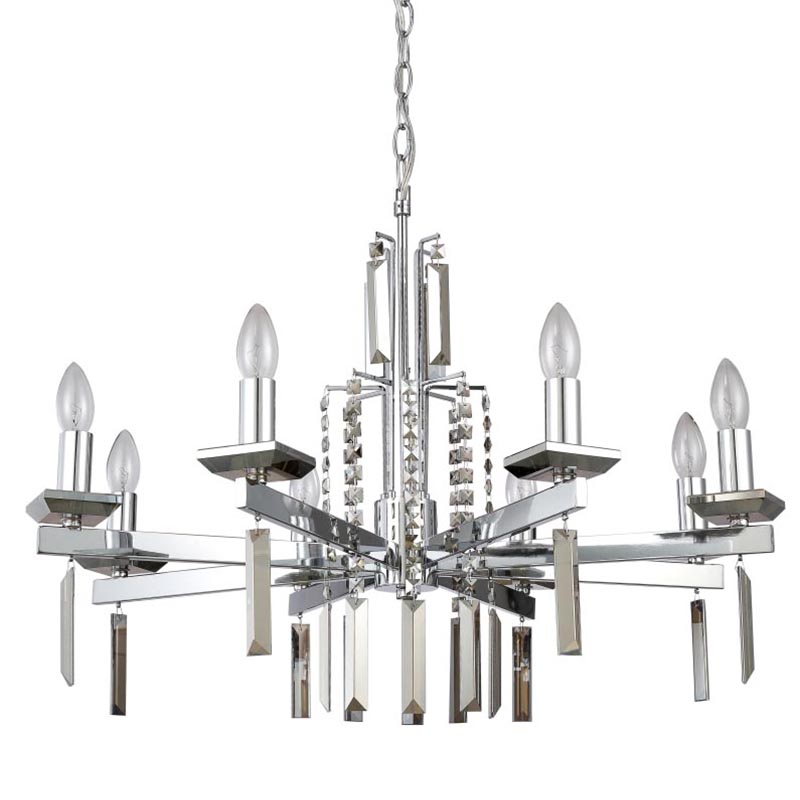 Люстра Vivien Crystal Chrome Chandelier 8 Хром Серый Люстра Vivien Crystal Chrome Chandelier 8 Хром Серый в Грозном | Loft Concept