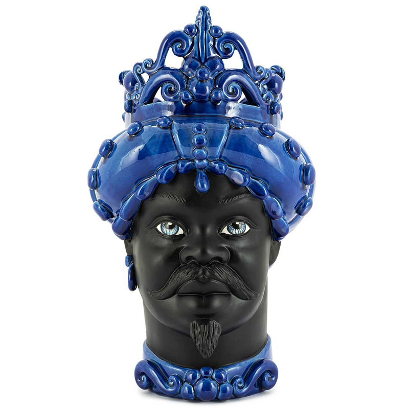 Ваза VASE MORO MAN MED. MAT Blue Черный Синий Ваза VASE MORO MAN MED. MAT Blue Черный Синий в Грозном | Loft Concept