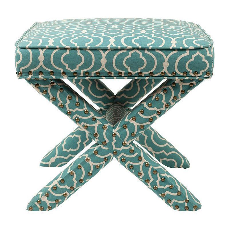 Пуф Turquoise Ornament Бирюзовый Белый Пуф Turquoise Ornament Бирюзовый Белый в Грозном | Loft Concept
