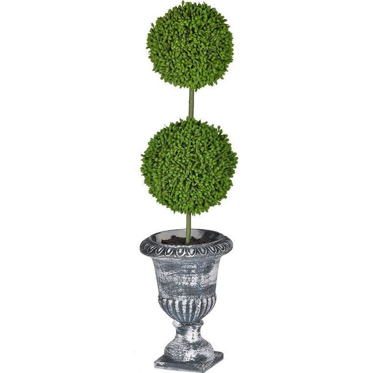 Декоративный искусственное растение Double boxwood Зеленый Бежевый Серый Декоративный искусственное растение Double boxwood Зеленый Бежевый Серый в Грозном | Loft Concept
