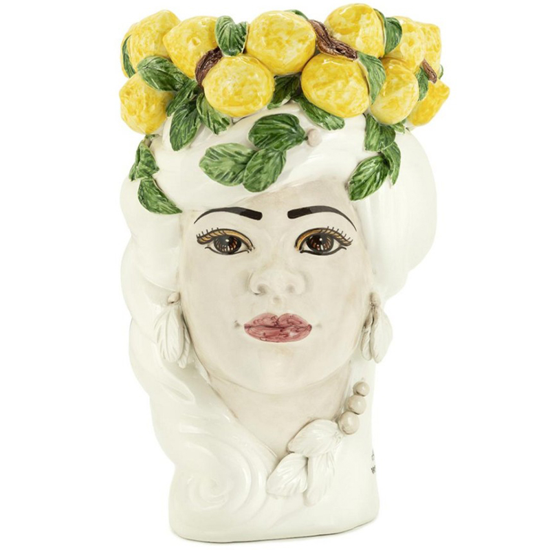 Ваза Vase Lemon Head Lady White Белый Желтый Зеленый Ваза Vase Lemon Head Lady White Белый Желтый Зеленый в Грозном | Loft Concept