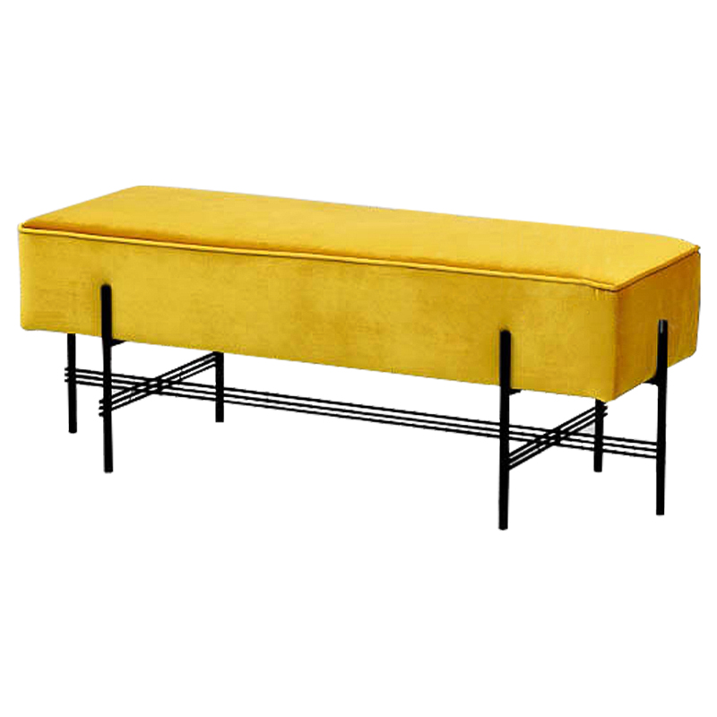 Банкетка желтая велюровая Sanjay Velour Banquet Yellow Желтый Черный Банкетка желтая велюровая Sanjay Velour Banquet Yellow Желтый Черный в Грозном | Loft Concept