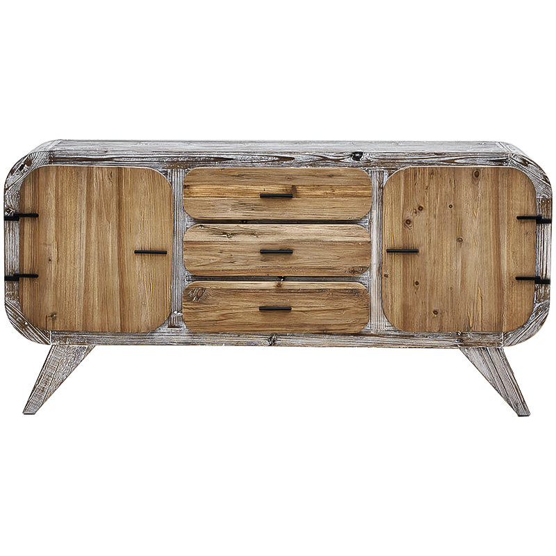 Комод в стиле Лофт Kelowm chest of drawers с 3-мя ящиками и 2-мя дверцами Древесина Дерево Серый Черный в Грозном | Loft Concept 