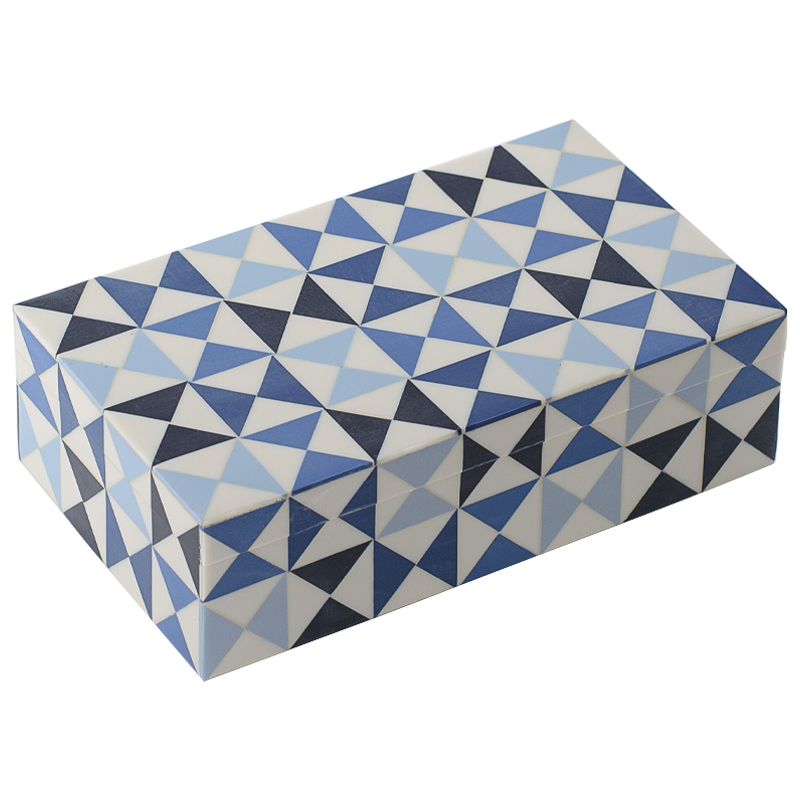 Шкатулка Small Triangles Blue Bone Inlay Box Голубой Синий Белый Шкатулка Small Triangles Blue Bone Inlay Box Голубой Синий Белый в Грозном | Loft Concept