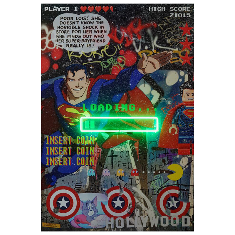 Дизайнерский Неоновый Постер Супермен Superman Loading Мульти Дизайнерский Неоновый Постер Супермен Superman Loading Мульти в Грозном | Loft Concept