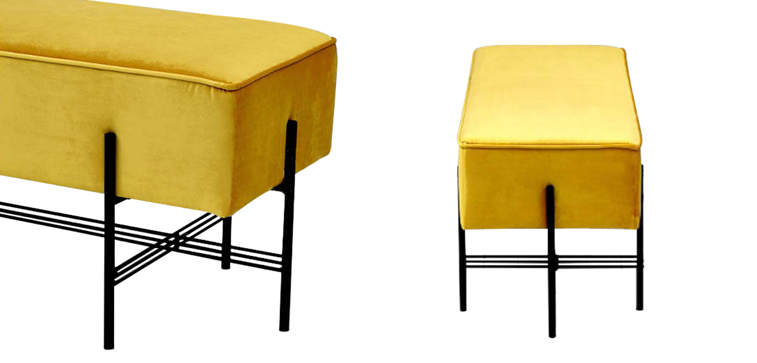 Банкетка желтая велюровая Sanjay Velour Banquet Yellow - фото