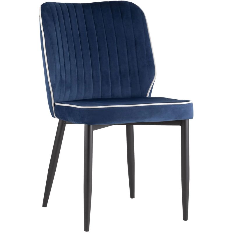 Стул Lawrence Chair Синий Велюр Белый кант Синий Белый Черный Стул Lawrence Chair Синий Велюр Белый кант Синий Белый Черный в Грозном | Loft Concept