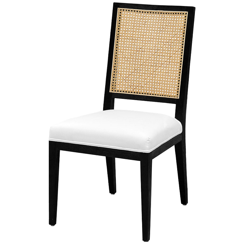 Деревянный стул со спинкой из ротанга Kenan Wicker Chair Черный Белый Бежевый Деревянный стул со спинкой из ротанга Kenan Wicker Chair Черный Белый Бежевый в Грозном | Loft Concept