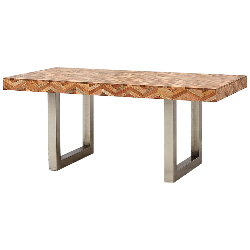Обеденный стол Chevron Dining Table Древесина Коричневый Хром Обеденный стол Chevron Dining Table Древесина Коричневый Хром в Грозном | Loft Concept