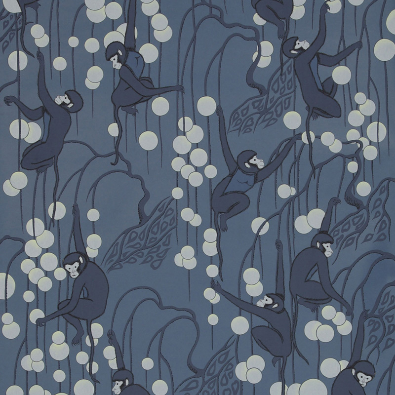 Обои ручная роспись Deco Monkeys Parisian Blue on dyed paper Обои ручная роспись Deco Monkeys Parisian Blue on dyed paper в Грозном | Loft Concept
