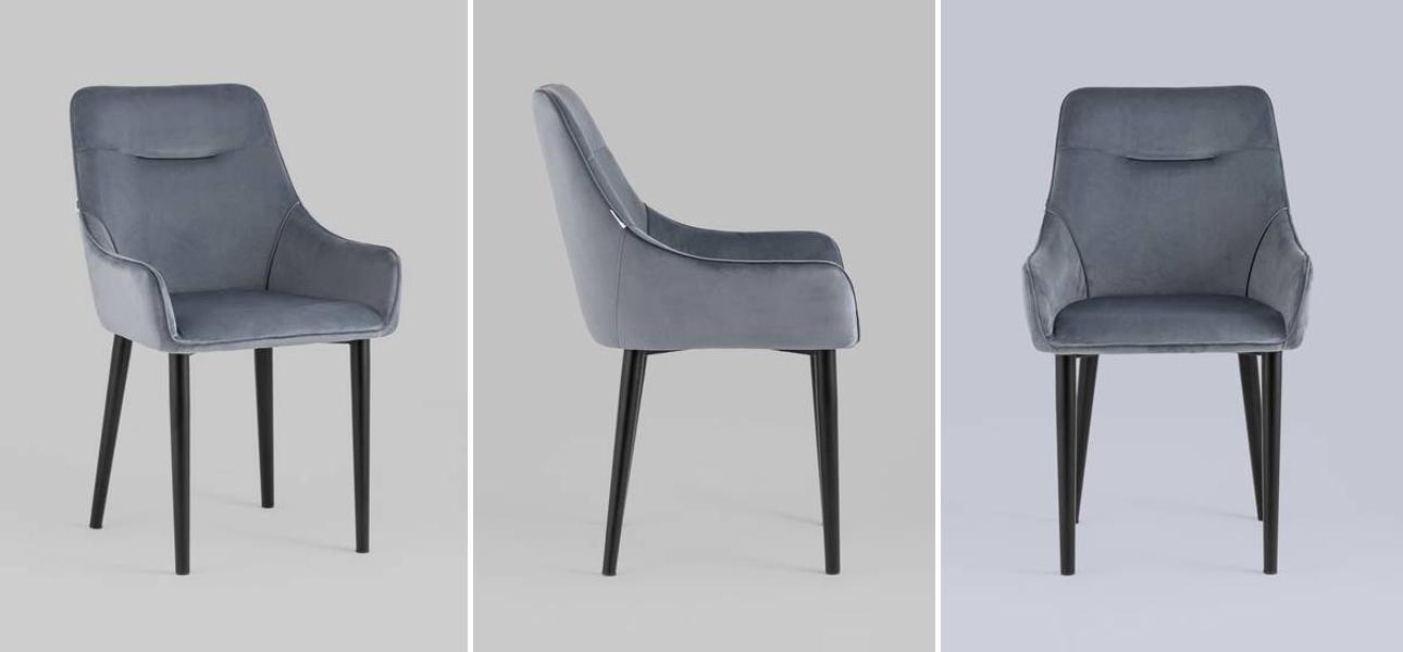 Стул Joan Chair Серый-Голубой Велюр - фото