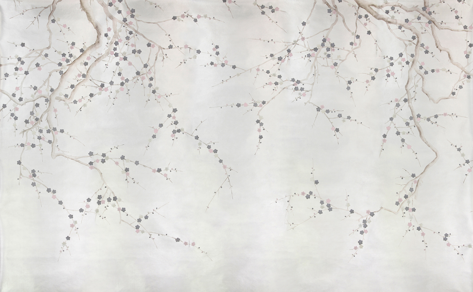 Обои ручная роспись Plum Blossom Colourway SC-233 on Sterling Silver gilded silk Обои ручная роспись Plum Blossom Colourway SC-233 on Sterling Silver gilded silk - постер Loft-Concept в Грозном