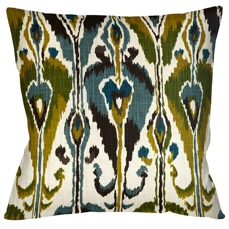 Декоративная подушка Ikat Pattern с бежевой оборотной стороной Темно-синий Декоративная подушка Ikat Pattern с бежевой оборотной стороной Темно-синий в Грозном | Loft Concept