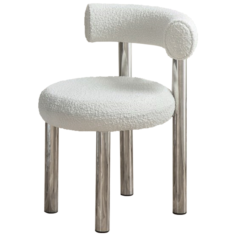 Стул Ellias White Boucle Chair Белый Хром Стул Ellias White Boucle Chair Белый Хром в Грозном | Loft Concept