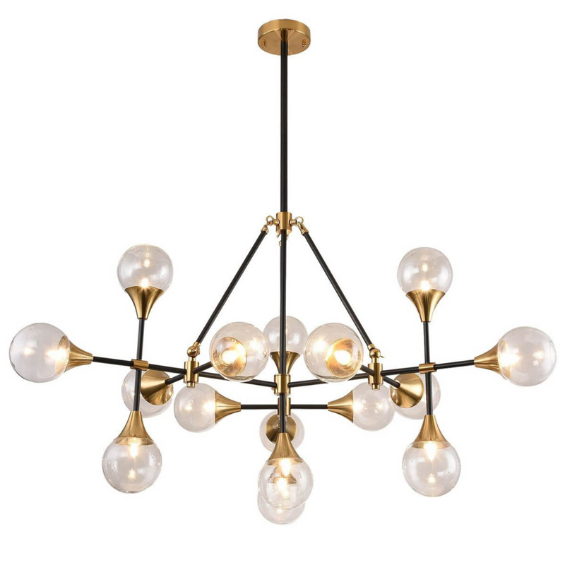 Люстра Baton Chandelier 16 Черный Прозрачное Стекло Латунь Люстра Baton Chandelier 16 Черный Прозрачное Стекло Латунь в Грозном | Loft Concept