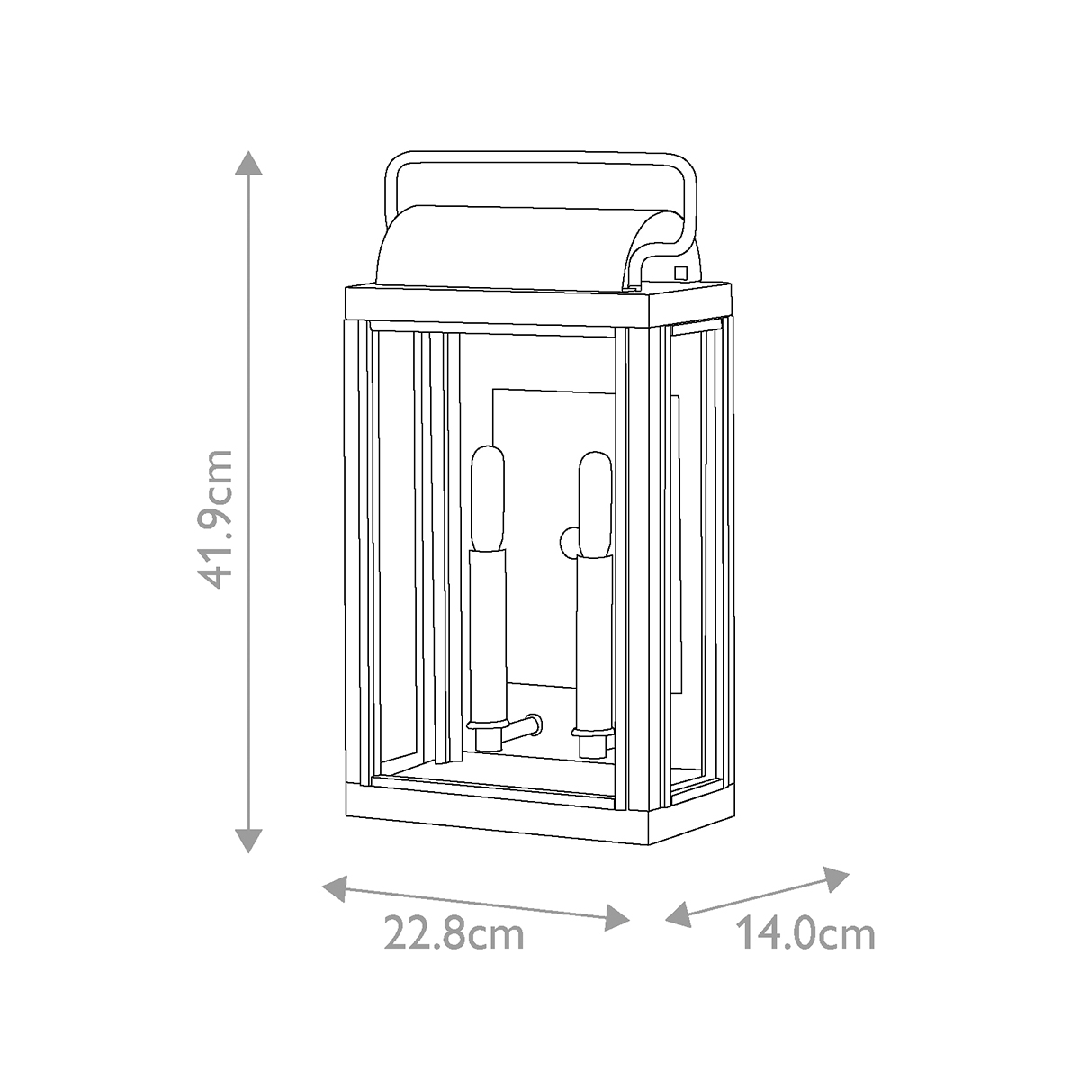Настенный фонарь прямоугольной формы цвета состаренная латунь с двумя лампами Hinkley в Грозном