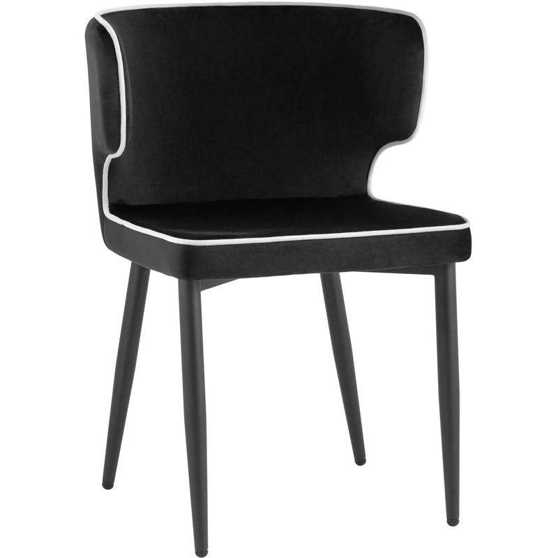 Стул Mateo Chair Черный Велюр с Белым кантом Черный Белый Стул Mateo Chair Черный Велюр с Белым кантом Черный Белый в Грозном | Loft Concept