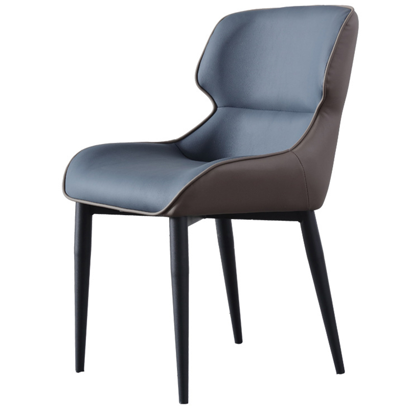 Стул с кожаной двухцветной обивкой Obrien Chair Blue and Grey Синий Серый Черный Стул с кожаной двухцветной обивкой Obrien Chair Blue and Grey Синий Серый Черный в Грозном | Loft Concept