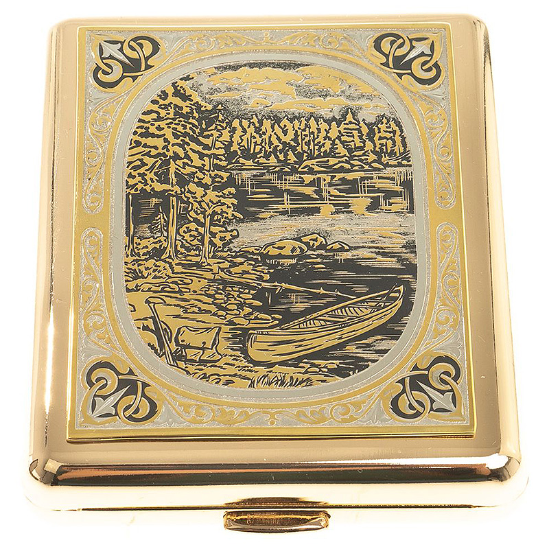Портсигар на 20 сигарет с гравировкой природы в подарочной коробке Metal Cigarettes Cases Золотой Никель Портсигар на 20 сигарет с гравировкой природы в подарочной коробке Metal Cigarettes Cases Золотой Никель в Грозном | Loft Concept