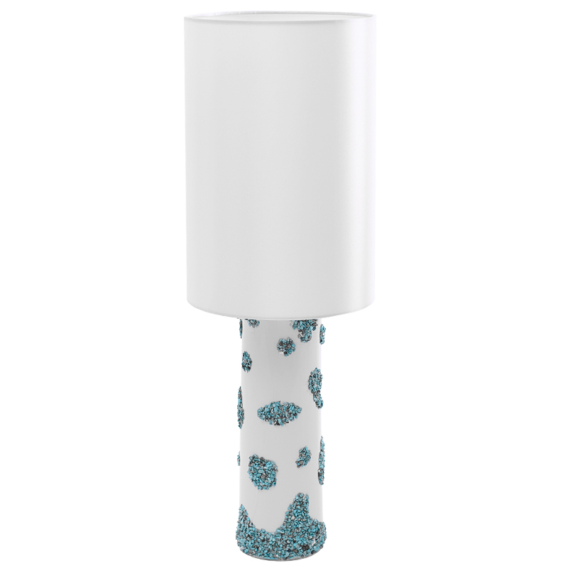 Настольная лампа Jessamond Table Lamp с абажуром Белый Бирюзовый Настольная лампа Jessamond Table Lamp с абажуром Белый Бирюзовый в Грозном | Loft Concept