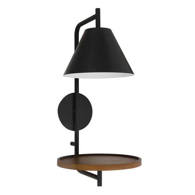 Бра с полкой Darko Wall Lamp Черный Древесина Бра с полкой Darko Wall Lamp Черный Древесина в Грозном | Loft Concept
