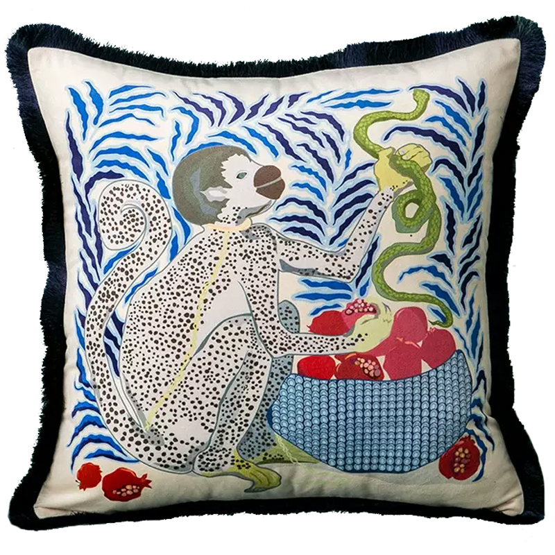 Декоративная подушка Monkey and Snake Cushion Бежевый Мульти Декоративная подушка Monkey and Snake Cushion Бежевый Мульти в Грозном | Loft Concept