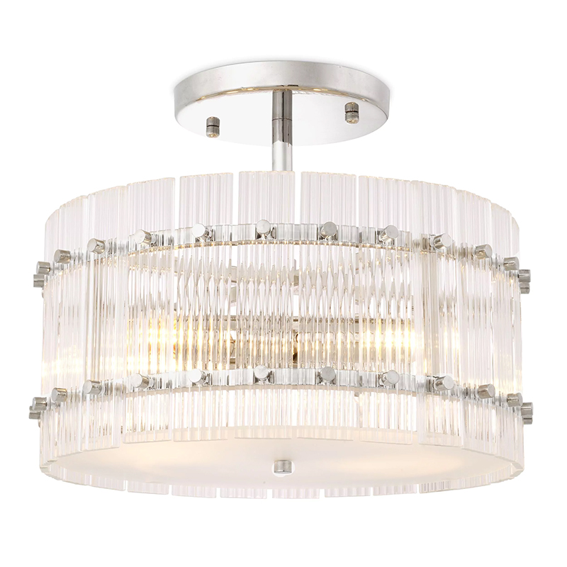 Потолочный светильник Eichholtz Ceiling Lamp Ruby Round Nickel Никель Прозрачное Стекло в Грозном | Loft Concept 