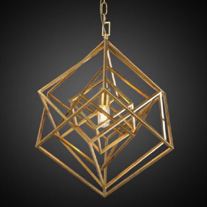 Подвесной светильник CUBIST Chandelier Gold 1 bulbs Золотой Подвесной светильник CUBIST Chandelier Gold 1 bulbs Золотой в Грозном | Loft Concept