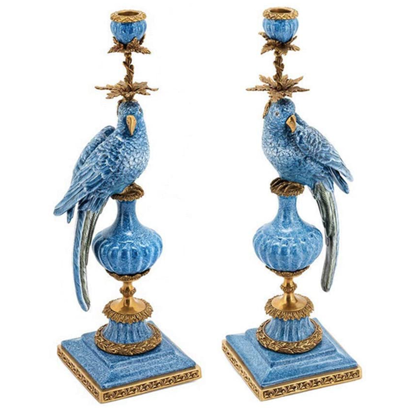 Подсвечник Abhika Candlen Parrot Atlantide Белый Синий Бронза Подсвечник Abhika Candlen Parrot Atlantide Белый Синий Бронза в Грозном | Loft Concept