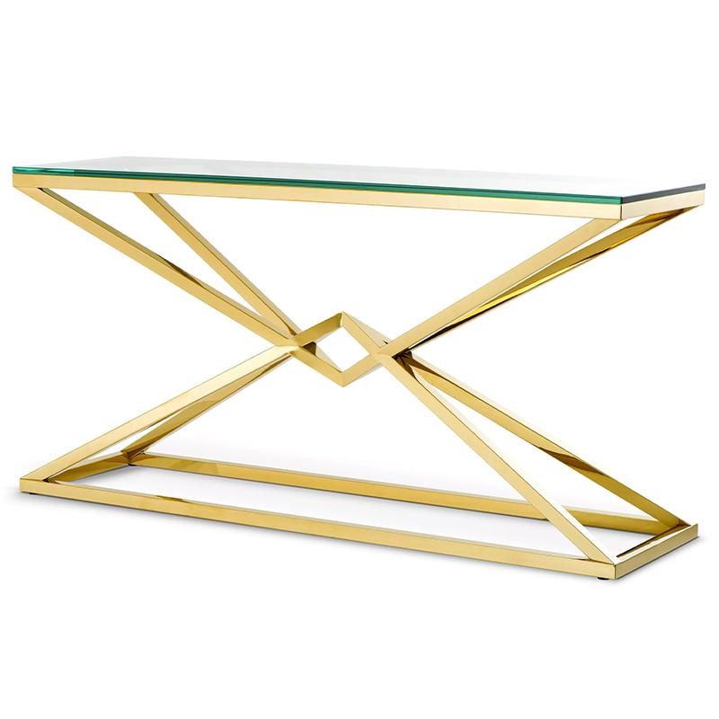 Консоль Eichholtz Console Table Connor L Прозрачное Стекло Глянцевое золото Консоль Eichholtz Console Table Connor L Прозрачное Стекло Глянцевое золото в Грозном | Loft Concept