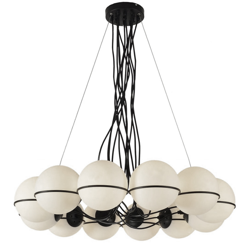 Люстра Gino Sarfatti Model 2109 12 Lamp Черный Прозрачный белый Люстра Gino Sarfatti Model 2109 12 Lamp Черный Прозрачный белый в Грозном | Loft Concept