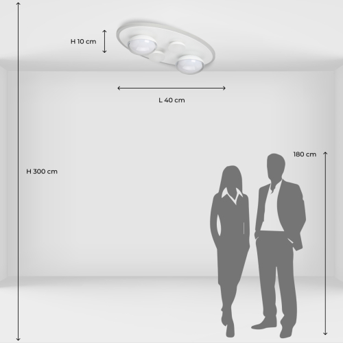 Потолочный светильник овальной формы белого цвета с 4-мя лампами Lunar Pebbles в Грозном