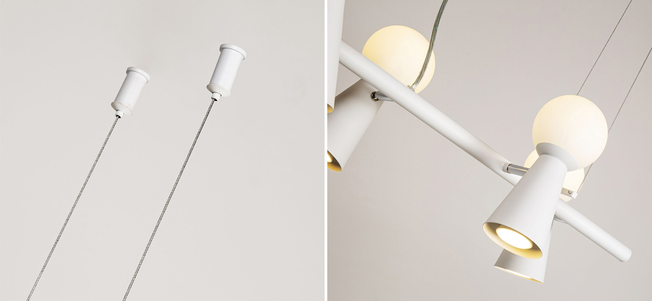 Белая люстра с поворотными плафонами 10 ламп KLAXONS - фото №1