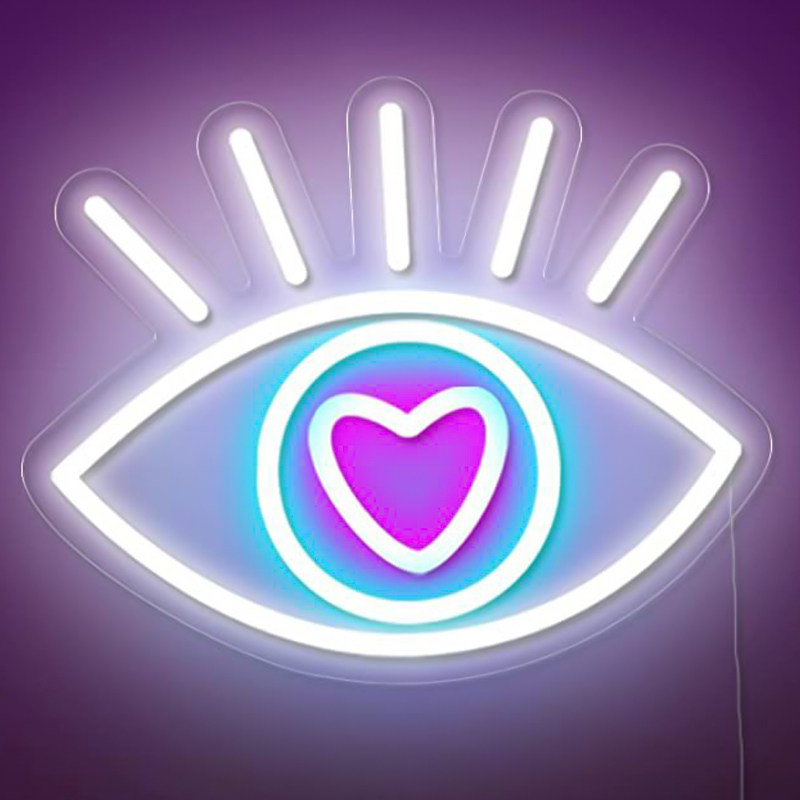 Неоновая настенная лампа Lucky Eye Neon Wall Lamp Белый Бирюзовый Розовый Прозрачный Неоновая настенная лампа Lucky Eye Neon Wall Lamp Белый Бирюзовый Розовый Прозрачный в Грозном | Loft Concept