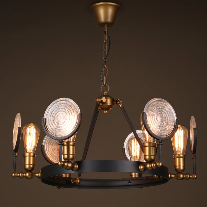 Люстра GASLIGHT LENS Chandelier 6 Черный Люстра GASLIGHT LENS Chandelier 6 Черный в Грозном | Loft Concept