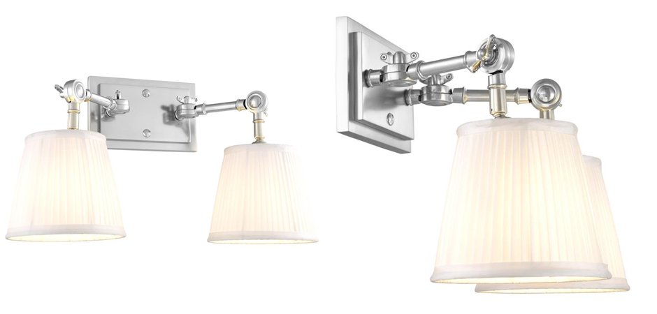 Бра Wall Lamp Wentworth Double Nickel+White Бра Wall Lamp Wentworth Double Nickel+White - Loft-Concept в Грозном