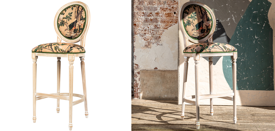 Барный стул Beige and Green Chinoiserie Bar Stool - Loft-Concept в Грозном