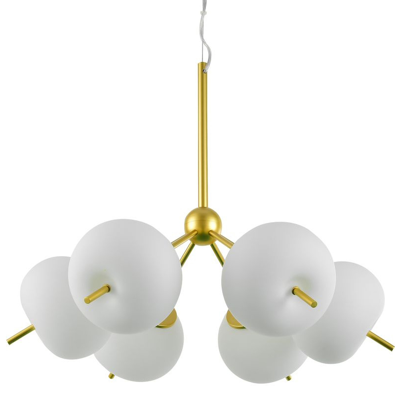 Люстра White ball brass Louise 6 Белое матовое стекло Латунь Люстра White ball brass Louise 6 Белое матовое стекло Латунь в Грозном | Loft Concept